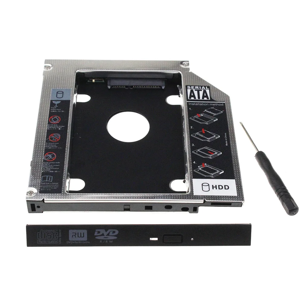 12.7mm Aluminum 2nd HDD Caddy SATA To SATA 2.5