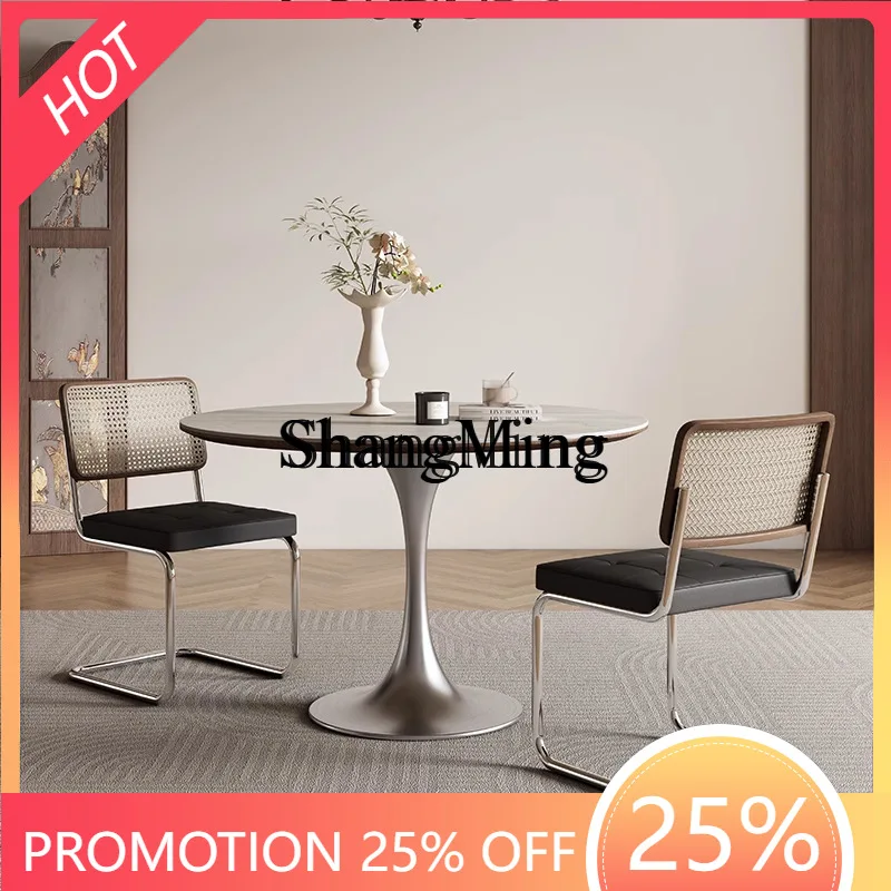 

SM rock slab round table household round dining table small apartment medium and ancient style round dining table