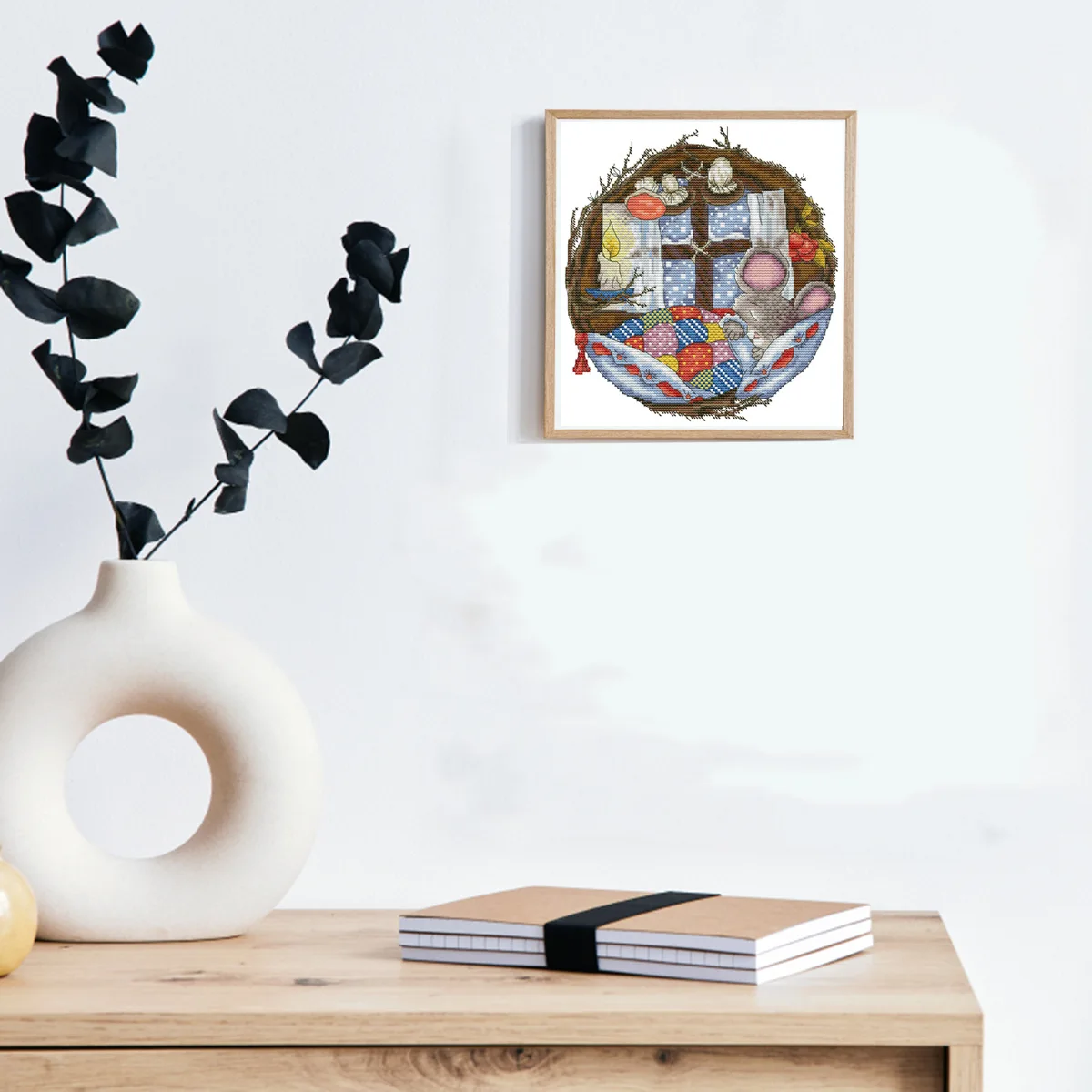 

Soulgift News Pre-Printed Cross Stitch Kit, Stamped Aida Fabric With DMC Threads, Embroidery Kit - Hibernating Mouse