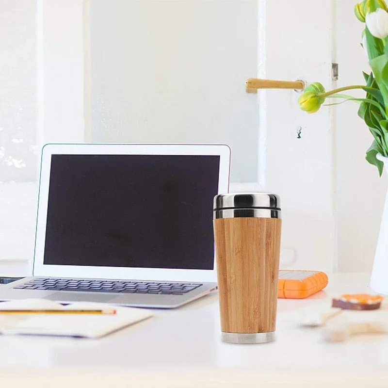 Termo de bambú personalizado, taza aislada, botella de agua aislada de bambú creativa, taza de viaje calentada, taza de oficina