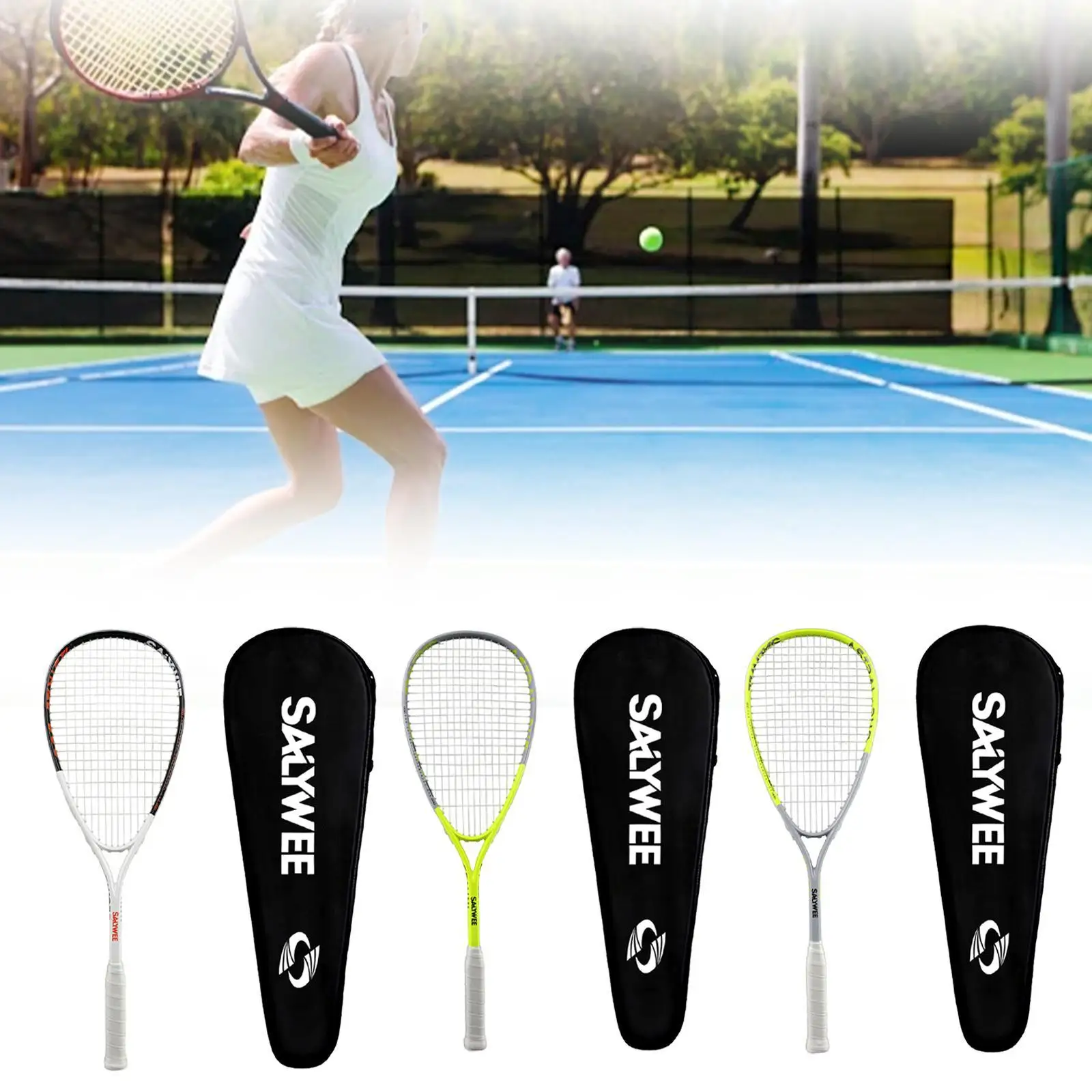 Carbon Fiber Frame Squash Racket Squash Paddle Classical Multifunction Supplies Tear Drop Squash Racquet for Office Traveling