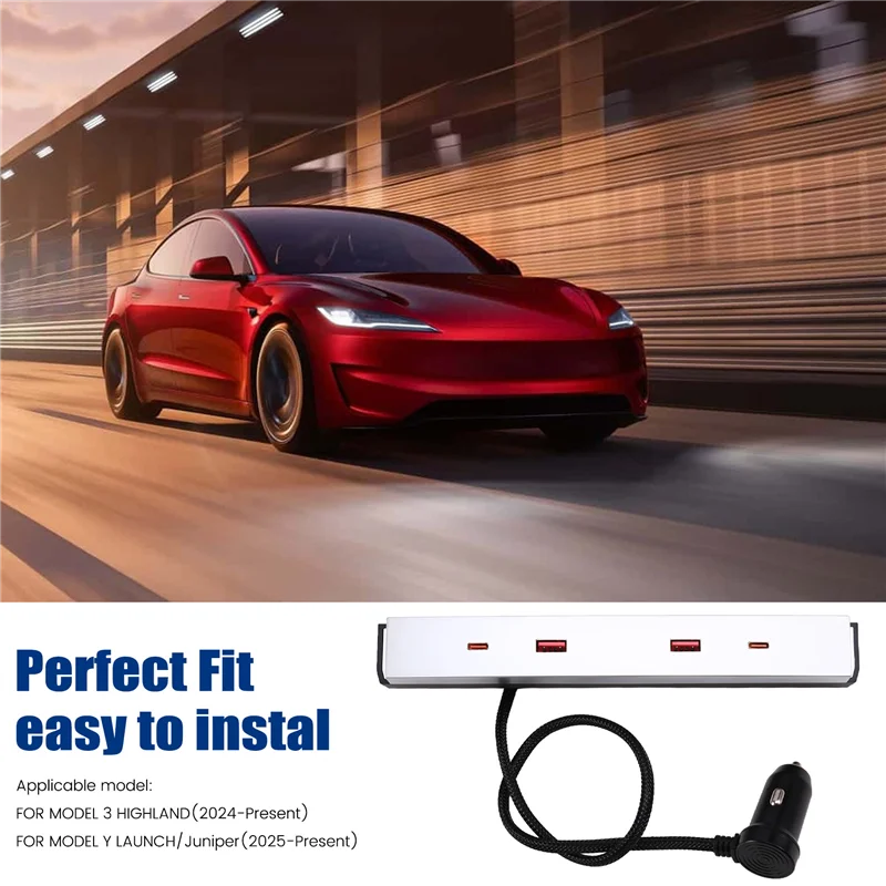 B24A For Tesla New Model Y Launch Juniper For 2025 Model 3 Highland For Cigarette Lighter Splitter