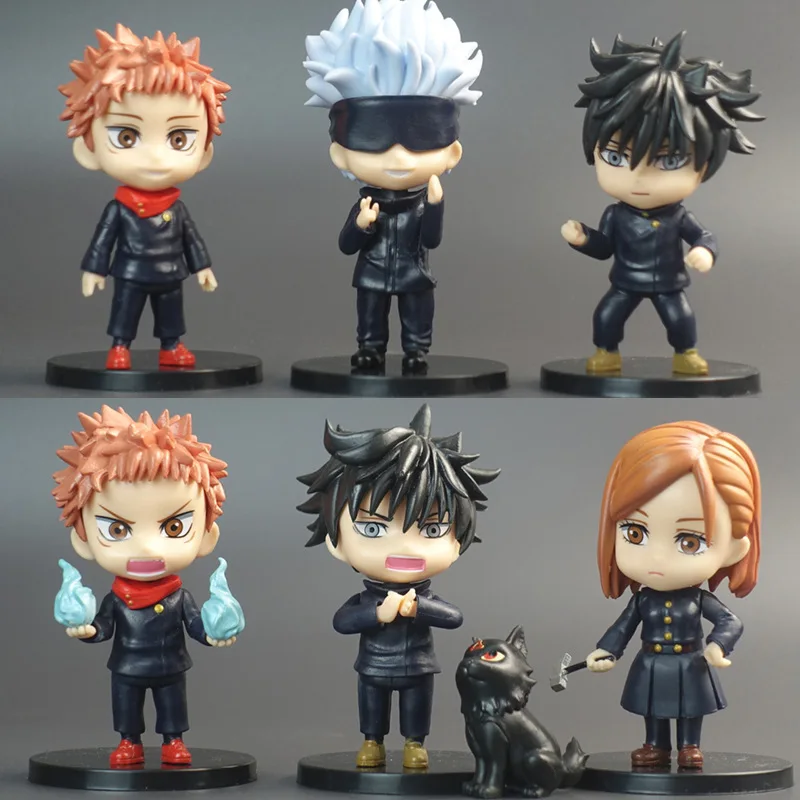 6PCS/SET Jujutsu Kaisen Anime Figures Itadori Yuji Satoru Gojo Standing Posture Action Figure Doll Model Kids Toys Birthday Gift