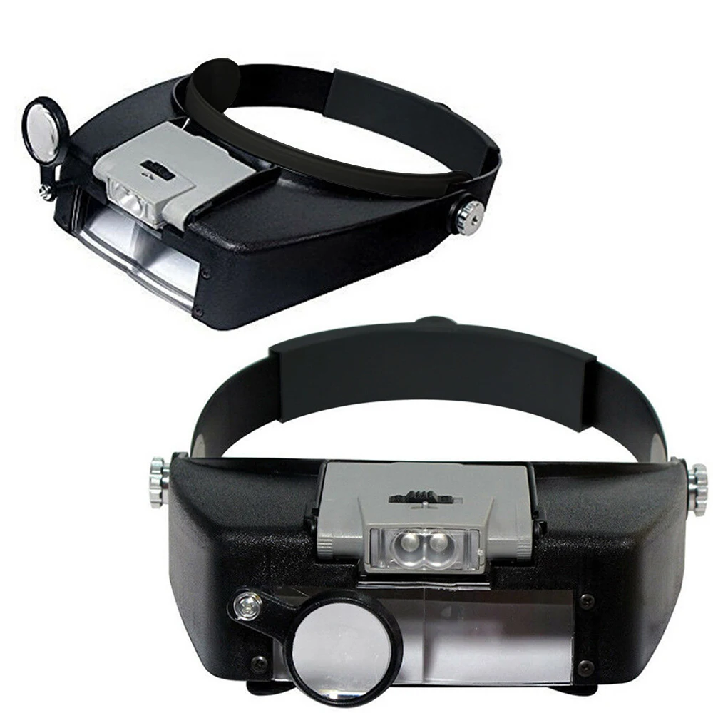 8X Headband Magnifier Glasses Helmet Style Loupe Lens LED Lights Loupe Microscope For Repairing Watch Jewelry Reading