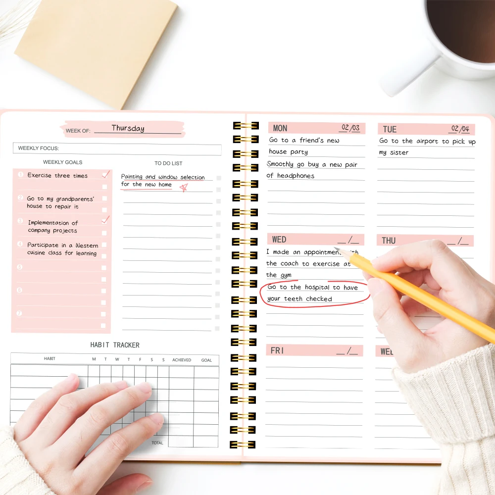 An 8.3 X 5.5-Inch, Undated Daily Weekly Planner, Can Be Used to Plan the Agenda, Record Daily Plans to Achieve Future Goals