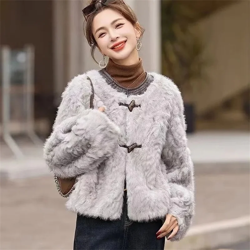 

Модное маленькое пушистое норковое пальто, теплое женское пальто, осенне-зимнее новое темпераментное кожаное меховое короткое пальто