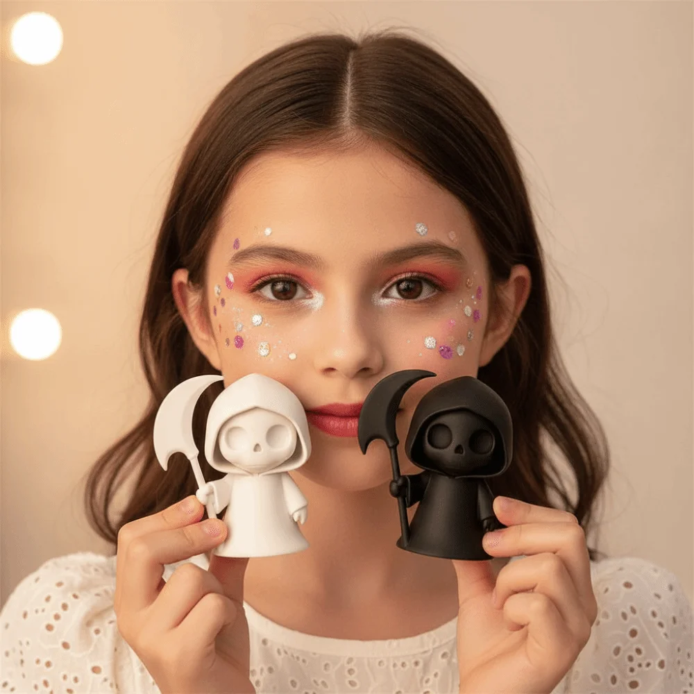 Glow Desk Ornament Mini Skull Ghost Figurine PLA Cute Halloween Miniature Lightweight Compact 3D Printed Statue Desktop