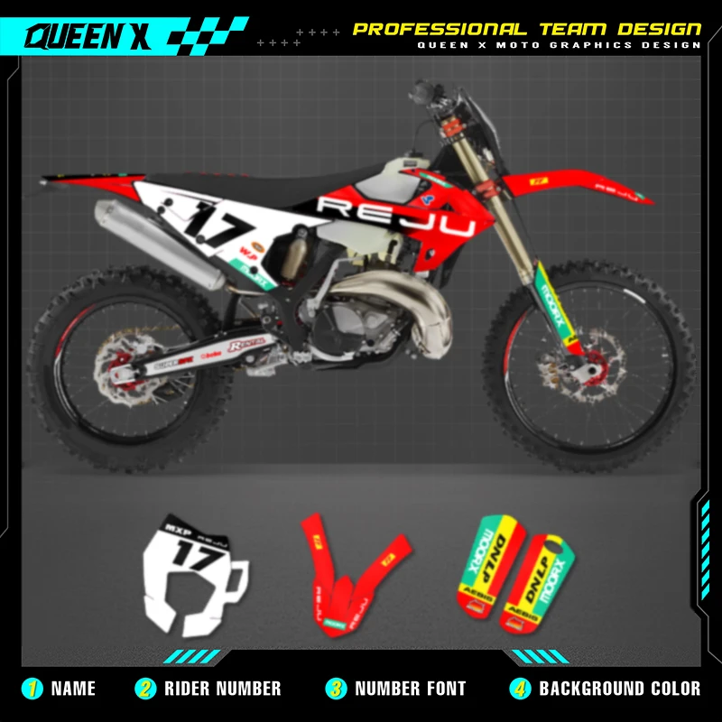 Queen X MOTOR Custom Team Graphics Backgrounds Decals  Stickers Kit For GASGAS GAS GAS Rieju 008