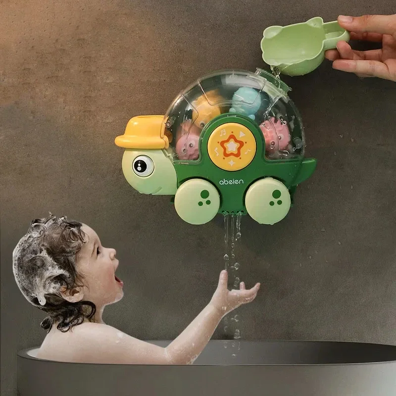 Kids Bath Toys for Baby 0-3 Years Old Girls Boys Tortoise Waterwheel with Suction Cup Bathroom Toys for Children Toddler gift