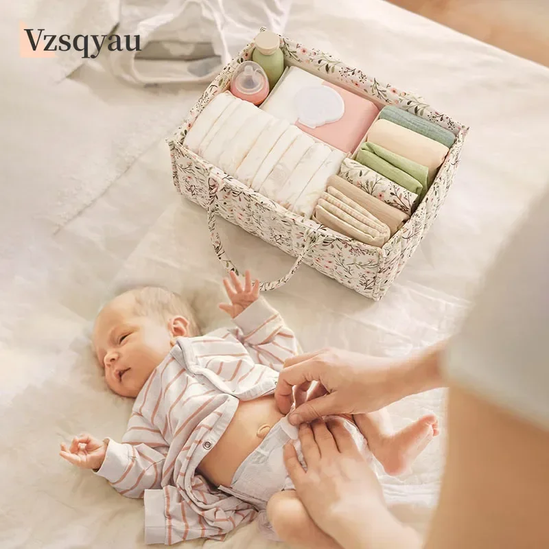 

Folding Portable Diaper Stackers & Caddies High Capacity Storage Bag for Baby Things Activity Folding Baby Diaper Organizer Bag