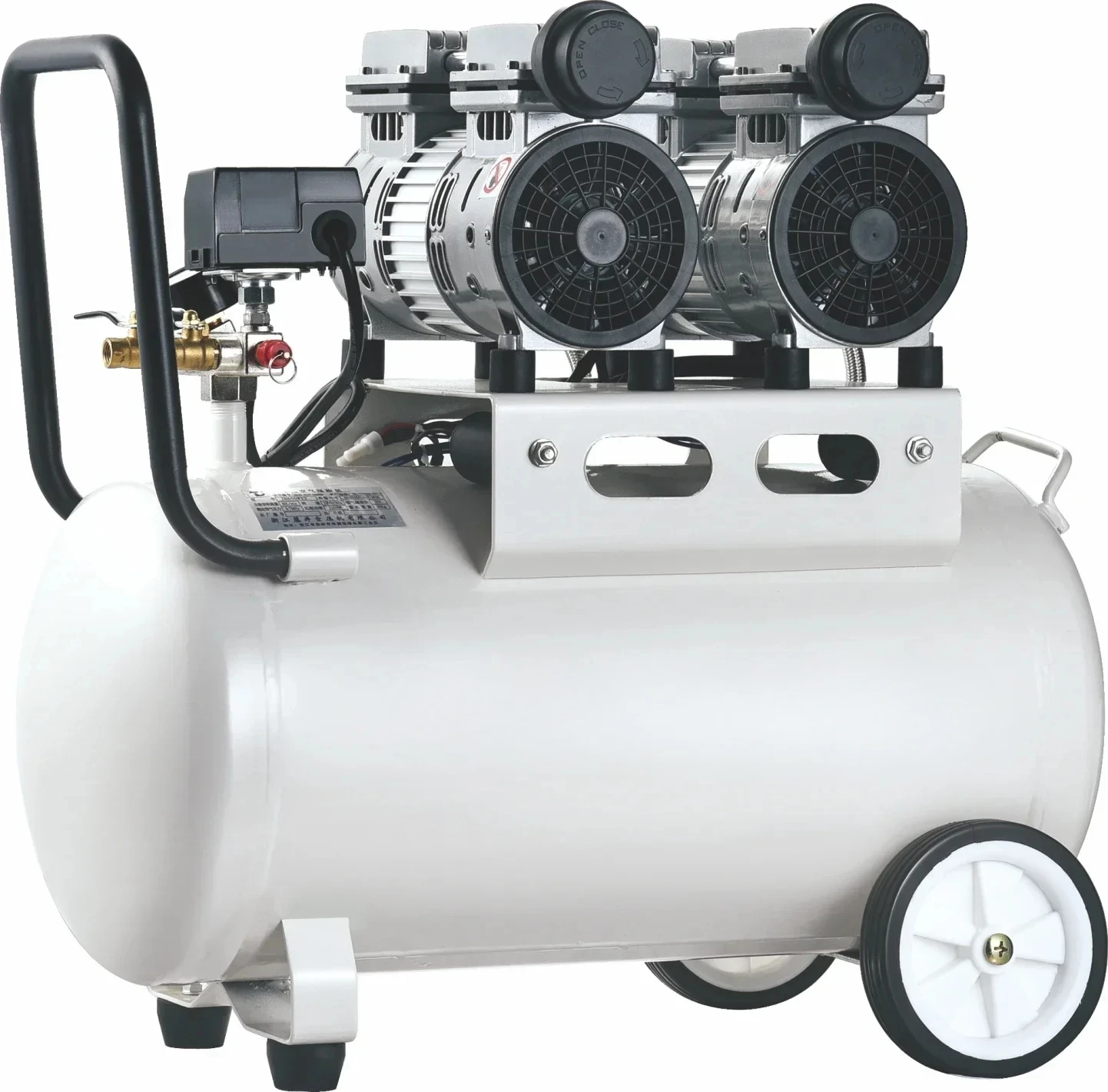 den tal luchtcompressor tweekoppig met verticale tank 50L