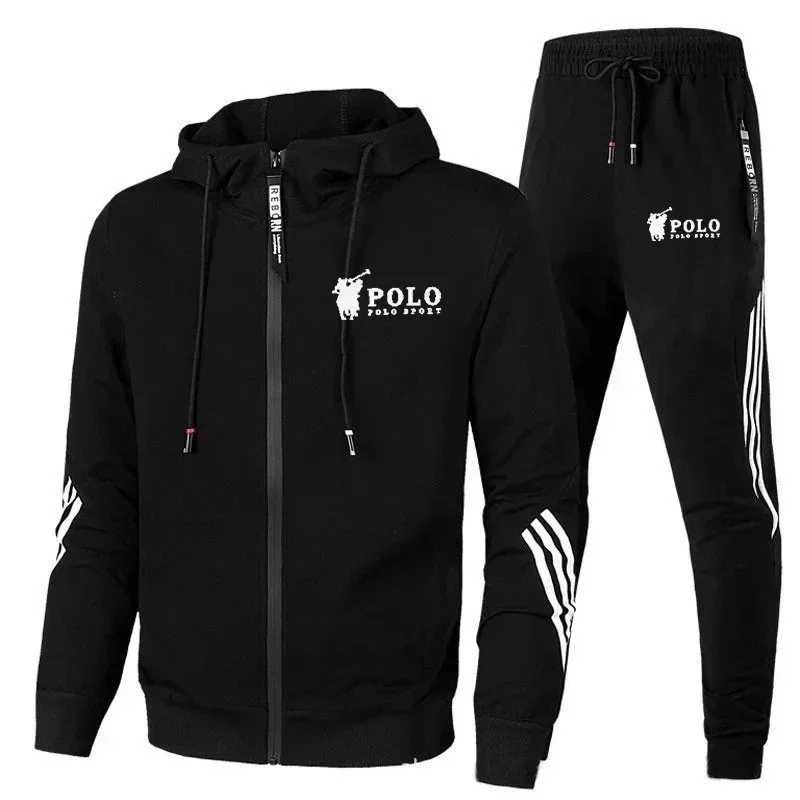 

Men's printed zipper hooded sweatshirt + long pants 2-piece set, fashionable, new product, fitness jogging, casual sports suit