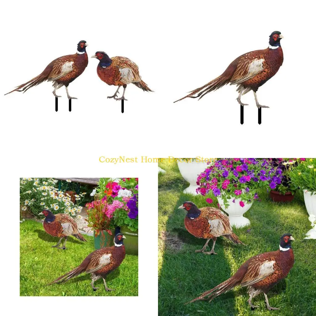 

92MF Декоративный садовый кол, статуя, двор, украшение для лужайки, 2 упаковки, акриловый кол в виде фазанов