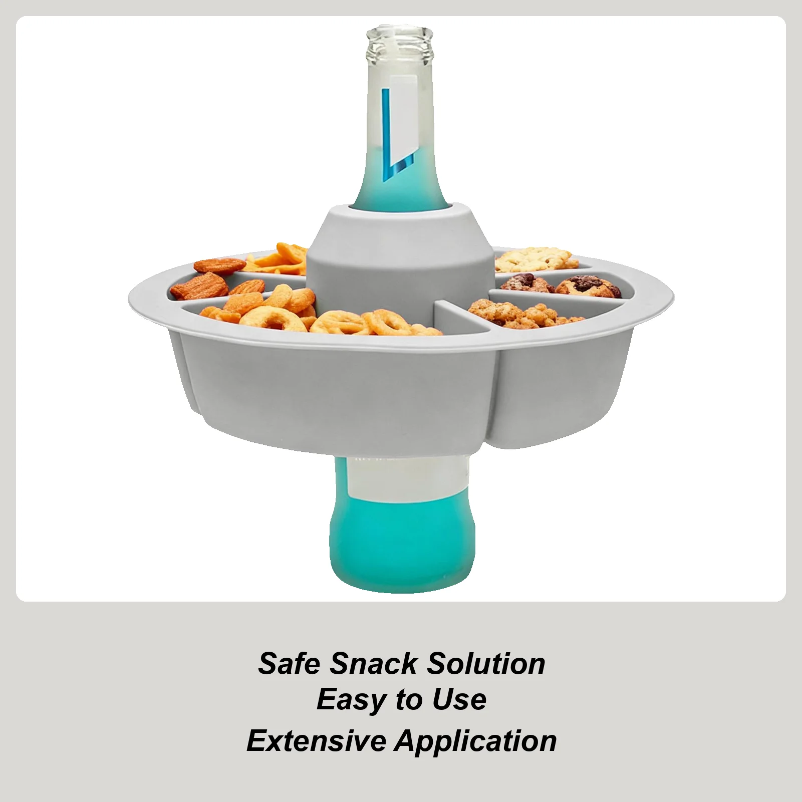 

Snack Tray Organizer with 6 Compartments Silicone Snack Bowl for Kids Beach Sofa Bed Table Candy Cracker Serving Food