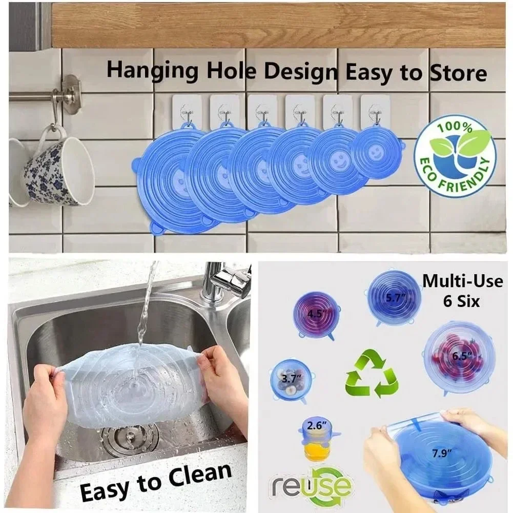 Silicone Elastic Covering Kitchen Accessory Kitchens Accessories Reusable Cookware Set Vacuum Food Packaging Cover Keep It Fres