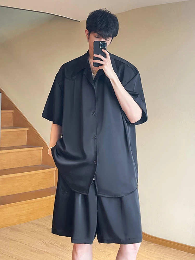 

Мужская летняя рубашка с кубинским воротником из ледяного шелка, свободного кроя, молодежная, модная, из полиэфирного волокна, 100%