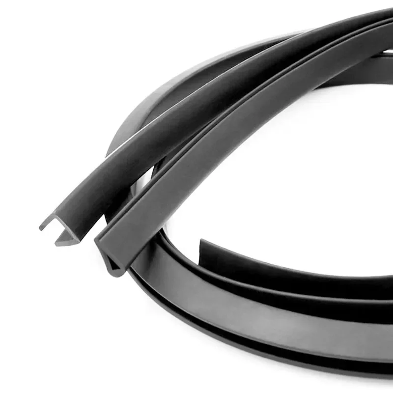 1-5M Black U Shaped Rubber Edge Sealing Strip U Section Protector Edges Shield Encloser Sealing For Car Doors、Glass、Metal Panel