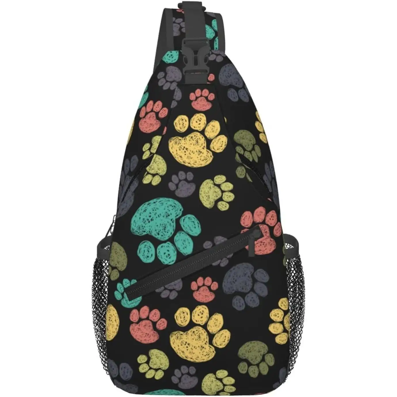

Paws Doodle Style Crossbody Backpack Cute Animal Footprint Sling Backpack Casual Shoulder Bag Sports Bag Travel Hiking Daypack