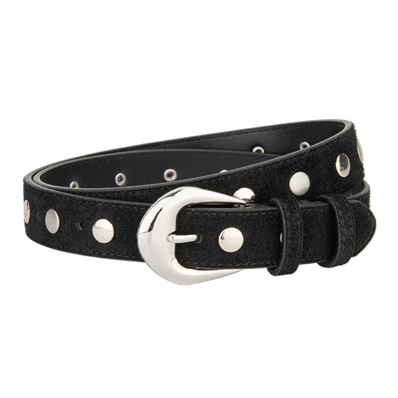 Moden Oval Metal Circular Clasp Belt Waist Strap Belt With Hollowed Eyelet Design Suitable For Various Occasion