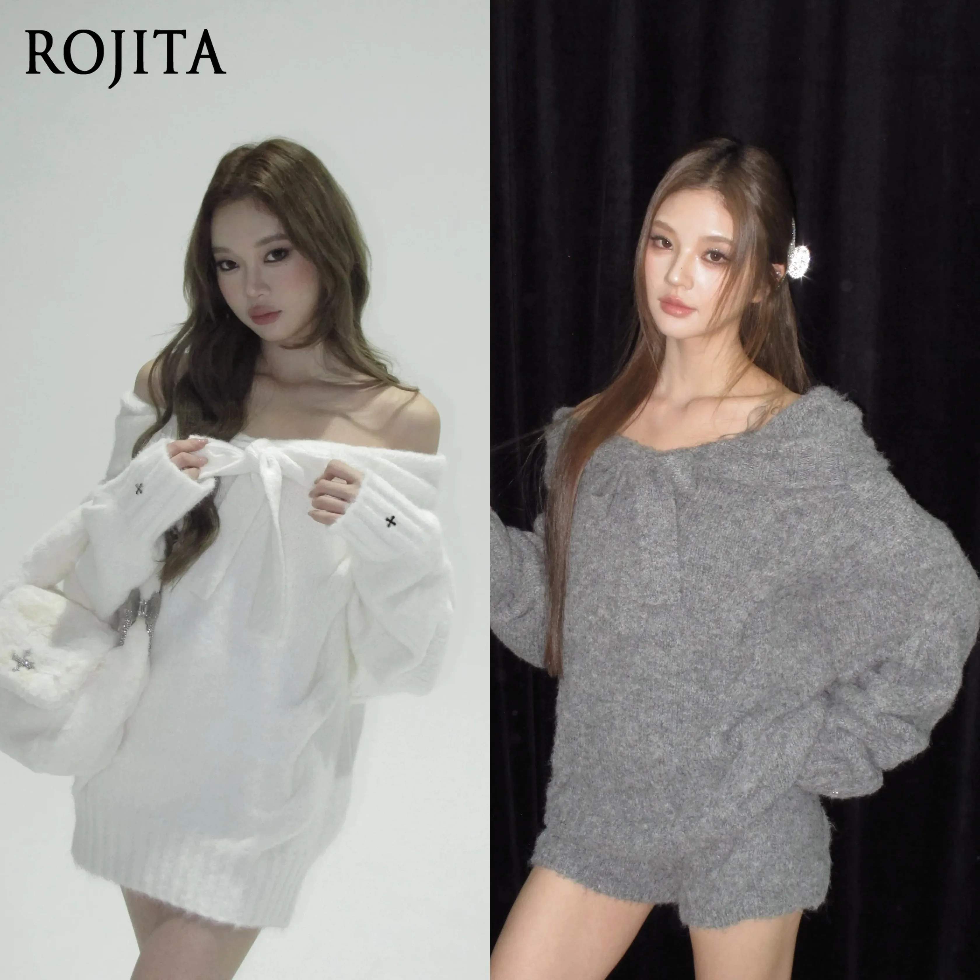 

Japanese Style Niche Design Off-Shoulder Knitted Hoodie and Shorts Set Two Piece Set Women Sexy Club