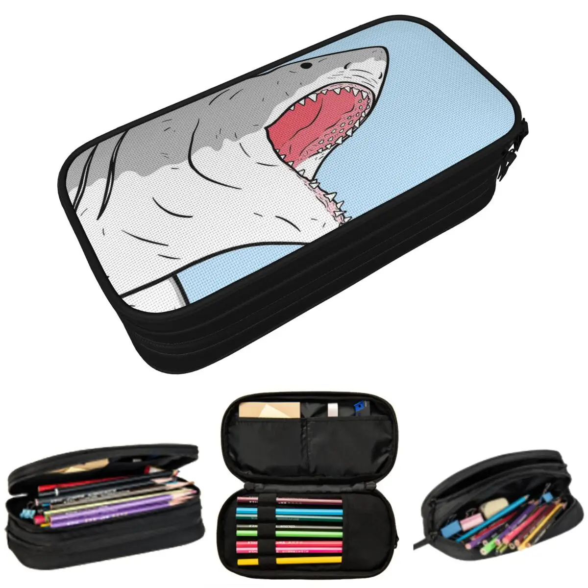 

Cartoon Shark Opens Its Mouth Animal Pencil Case for Boys Girls Gifts Pen Box Pencil Bag Stationery Supplies Pen Holder Bag