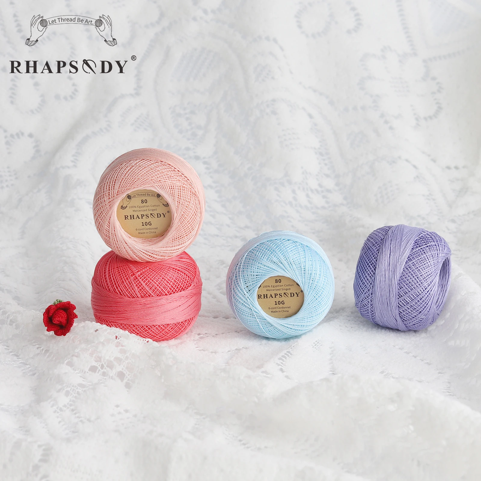 Rhapsody Size 80 100% Egyptian Cotton Double Singed Mercerized Thread 10G 184 Yard For All Needle Arts Crochet Tatting Knitting