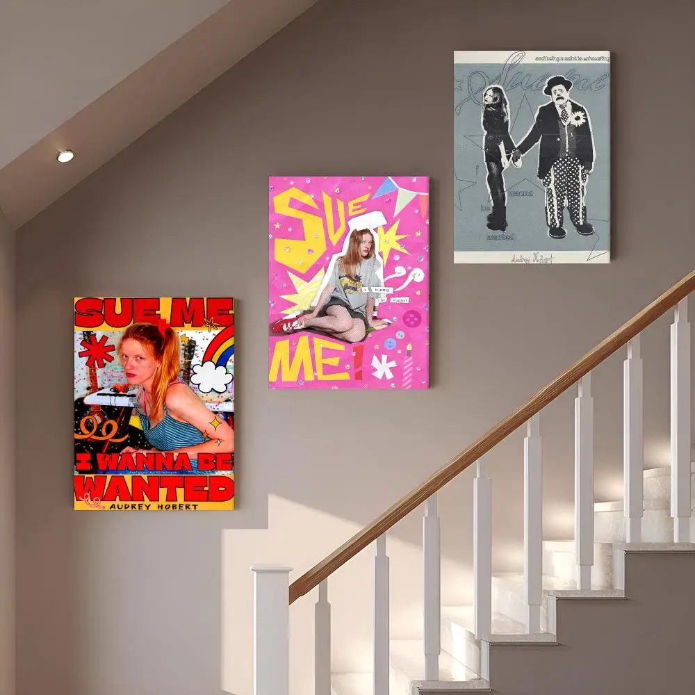 Singer A-Audrey Hobert Framed Wall Painting Modern Framed Canvas Wall Art Print Home Decoration Poster Living Room