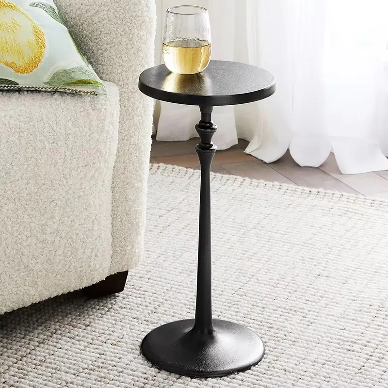 Italian Luxury Side Table, Black & Gold Optional, Portable Retro Small Round Brass Coffee Table