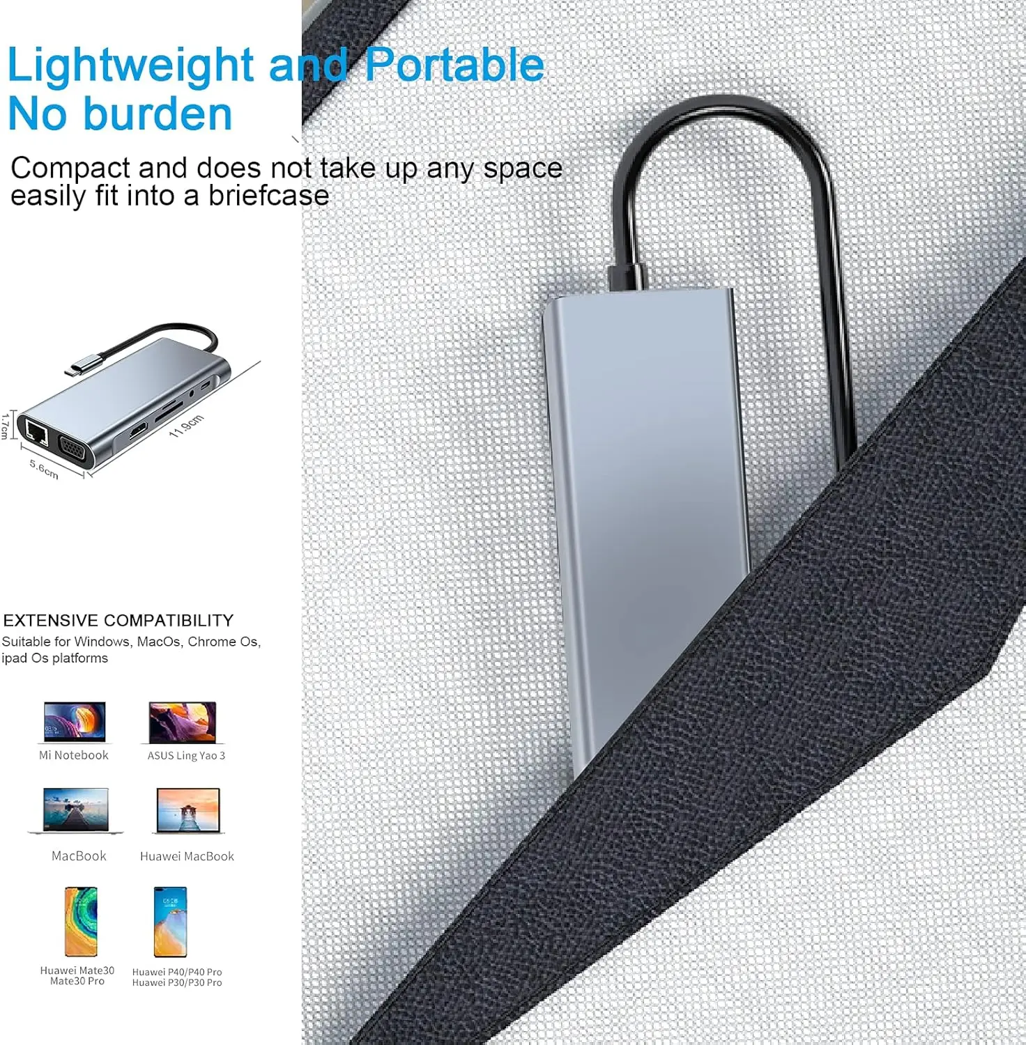 USB C HUB 11-in-1 Dongle مع 4K HDTV، VGA، Type C PD، USB3.0، 100Mbps Ethernet، قارئ بطاقات SD/TF، محطة إرساء جاك 3.5 مم