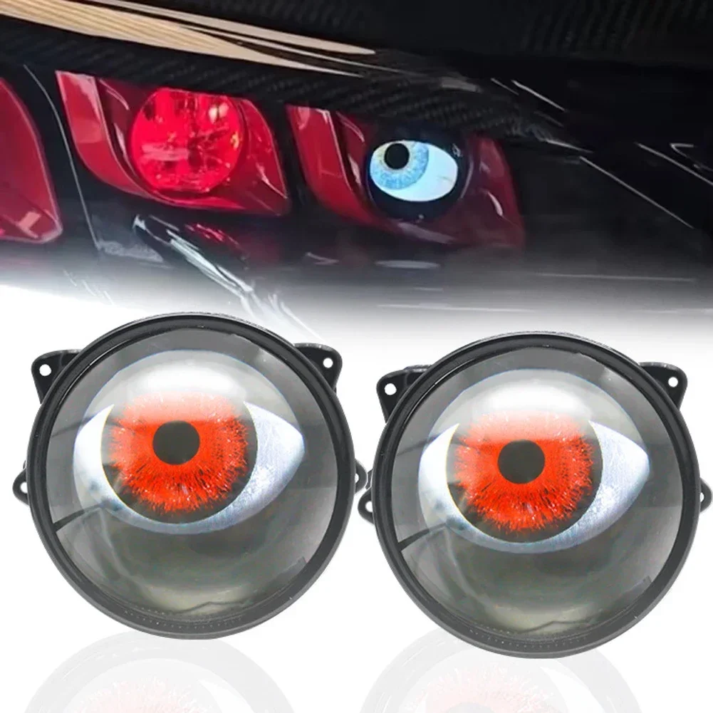 3 Inch Car Demon Red Eye Dynamic Headlight 12-36V Devil Eyes Lens Lights Assembly With Remote Control Auto Retrofit Accessorie