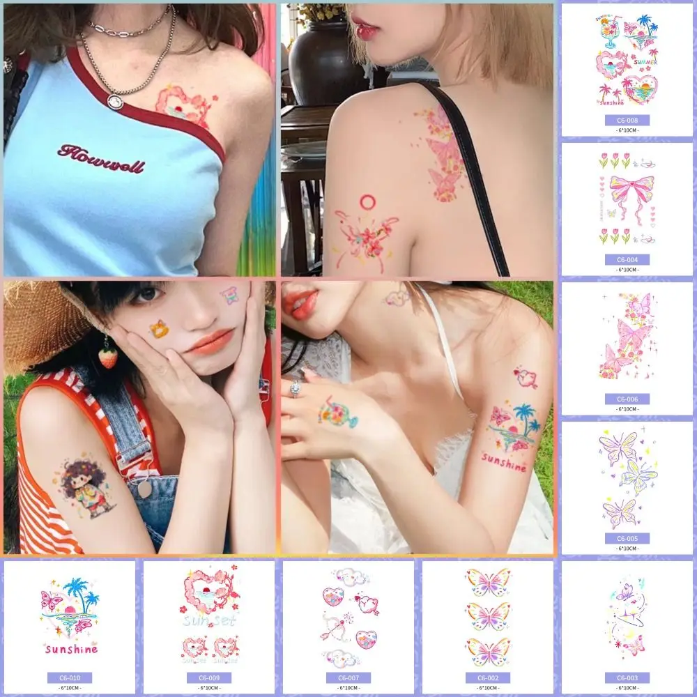 Vlinder Gezicht Tattoo Natuurlijke Gezicht Sticker Ins Stijl Tattoo Sticker Tijdelijke Tatoeages Langdurige Make-Up Gezicht Stickers Meisjes