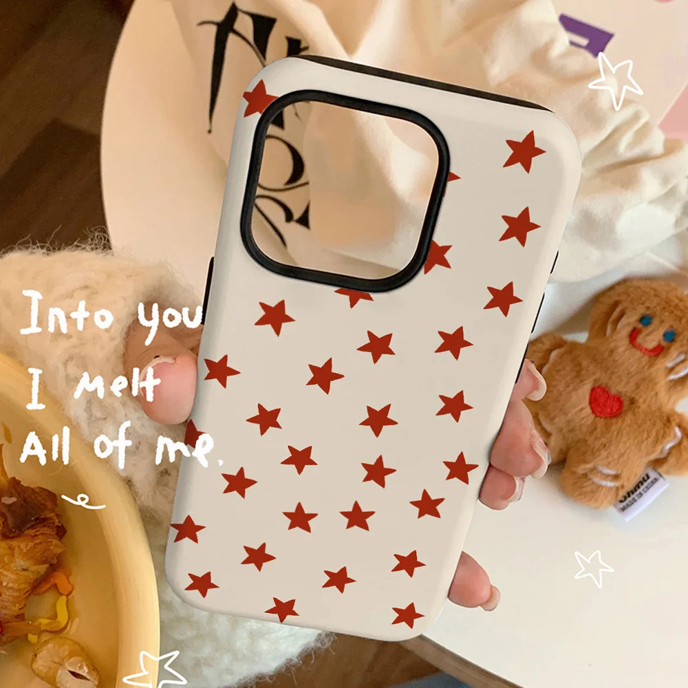 Ins Korean Red and Yellow Stars Case dla IPHONE 16 ProMax 15 14 13 12 11 PRO Plus Akryl TPU Dwa w jednym Magnetyczne etui na telefon