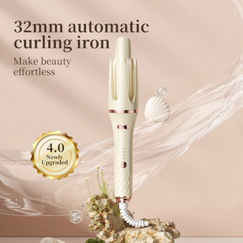 Automatic Anion Hair Curler 32mm Large Curl 4-Gear Anti-Hot Household Dormitory Ceramic Glaze 360° Rotating Wire Splints