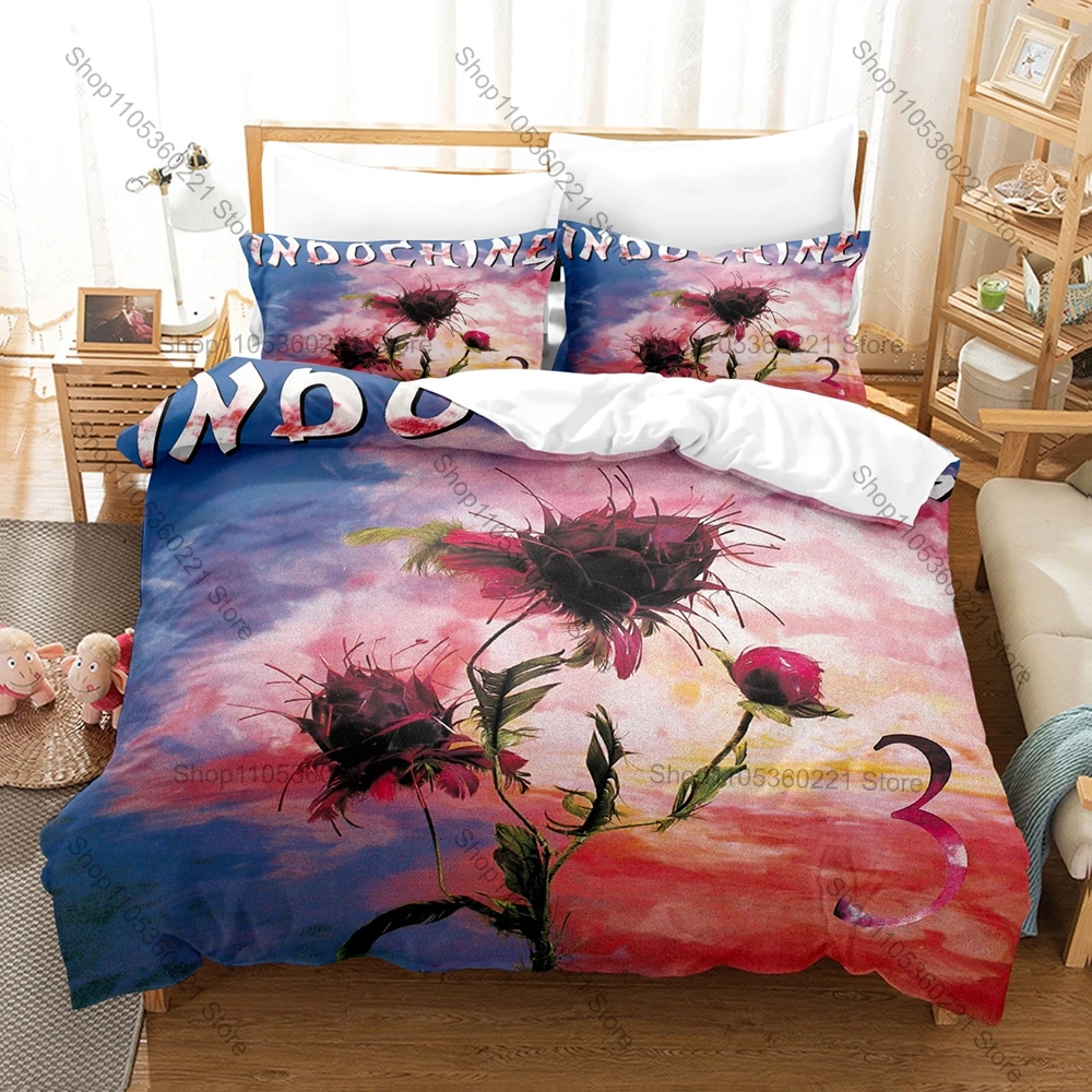 Indochine Rock Bedding Set Duvet Cover + 2 Pillowcases French New Wave Gothic Rock Paradize Cross Bedroom Decor