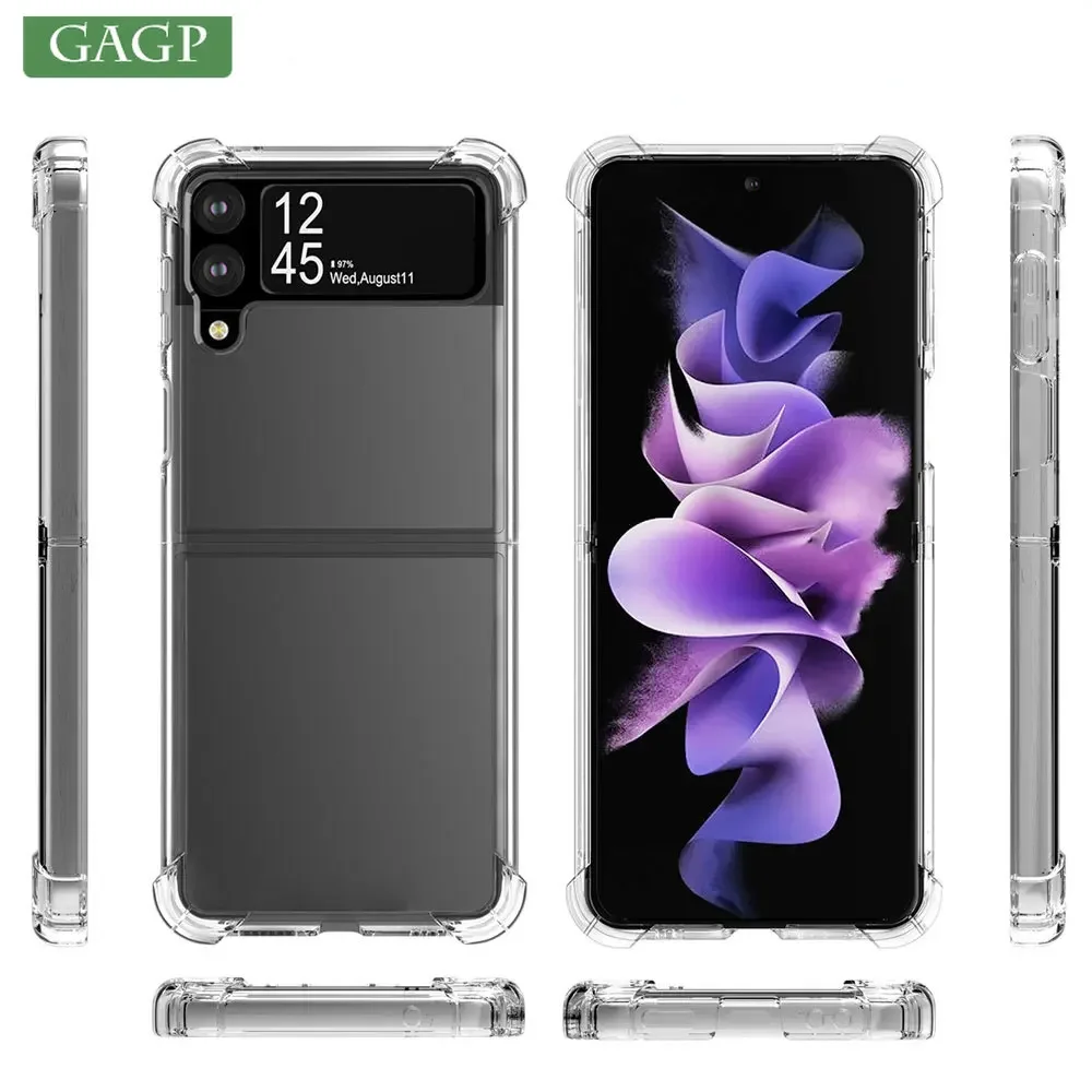 For Samsung Z Flip 6 5 Clear Case Transparent PC TPU Airbag Anti-knock Phone Case for Samsung Galaxy Z Flip 4 5 Flip 1 2 3 Cover