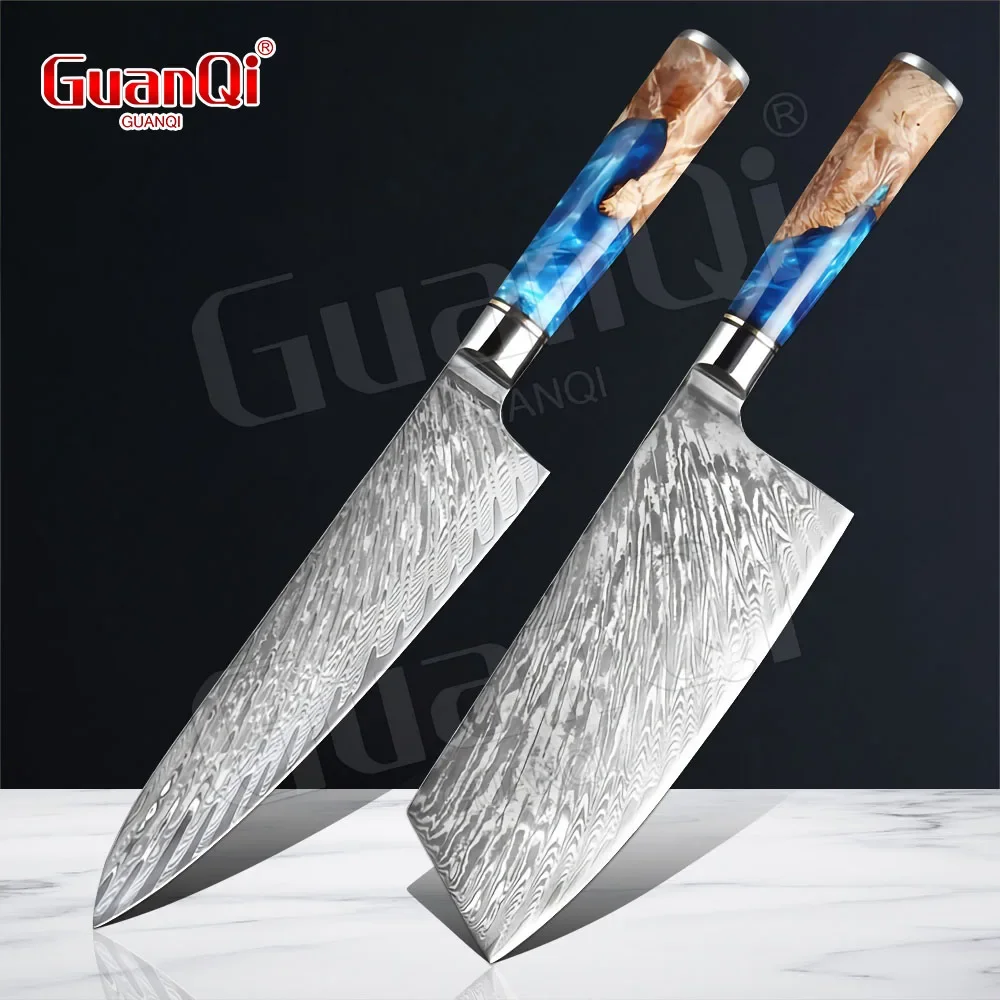 Professional Kitchen Chef Knife Damascus Steel Razor Sharp Slicing Knife High Hardness Cleaver Chopping Knife Cooking Tool