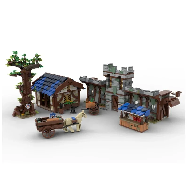 MOC-Blocos de Construção Medieval para Crianças, Tijolos De Montagem DIY, Brinquedos Educativos, Arquitetura Medieval, Presentes De Férias