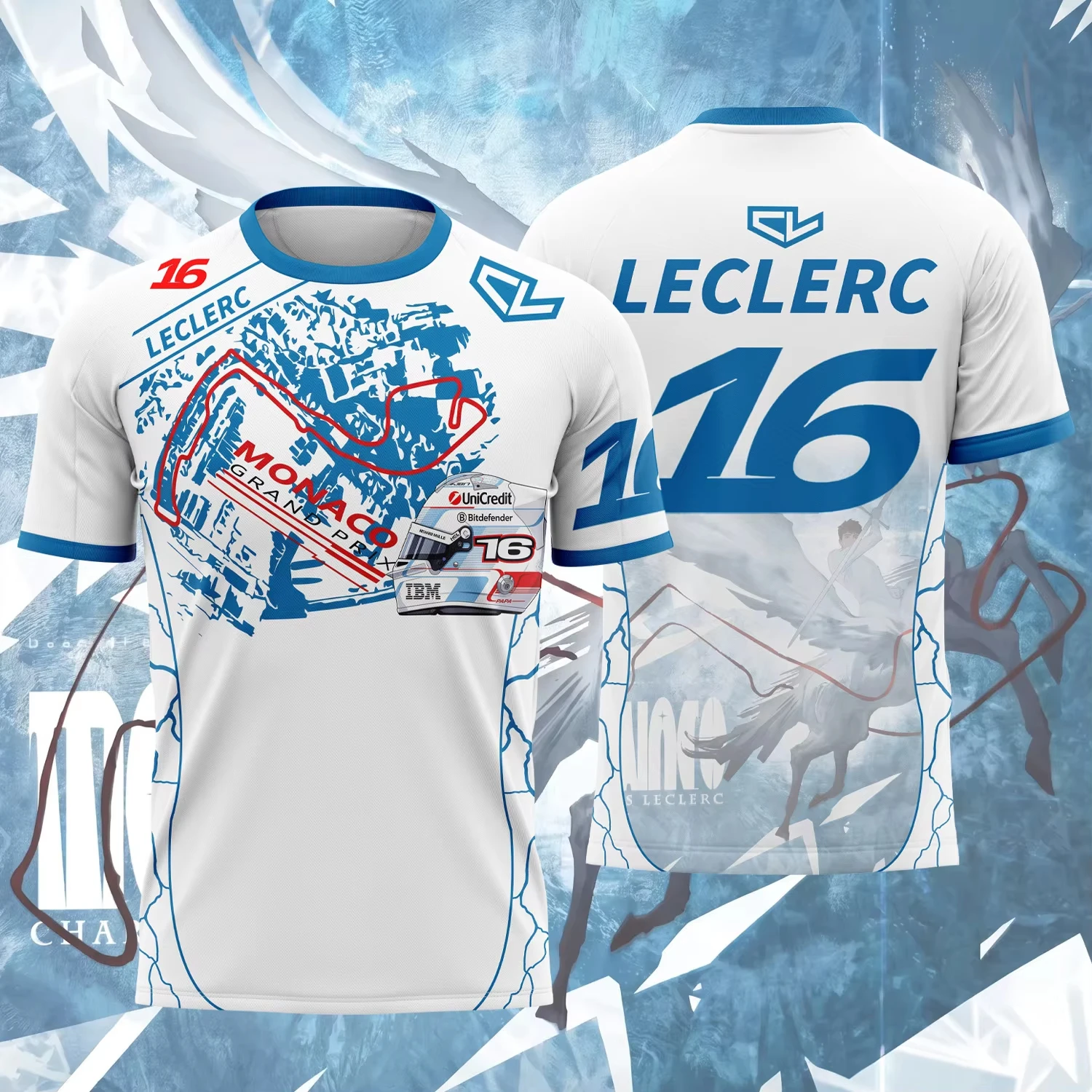 

26 New Summer No.16 LECLERC Rider Monaco Pink Motorcycle Racing Men's and Women's Casual Extra Large Loose Sports Short Sleeves