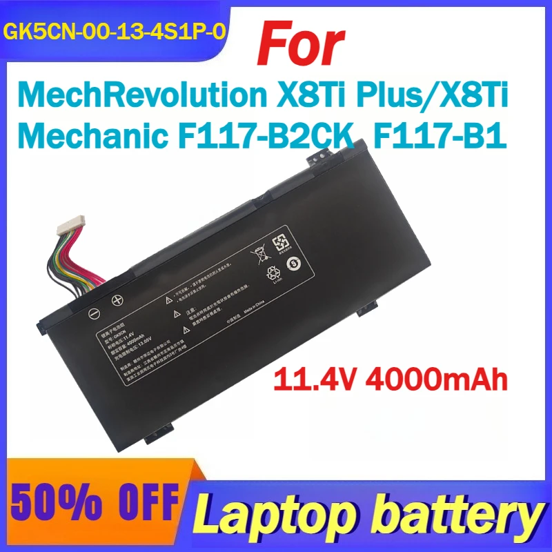 

11,4 В, 4000 мАч GK5CN-00-13-4S1P-0 Аккумулятор для ноутбука MechRevolution X8Ti Plus/X8Ti Mechanic F117-B2CK F117-B1 F117-B6 T90Plus-TB