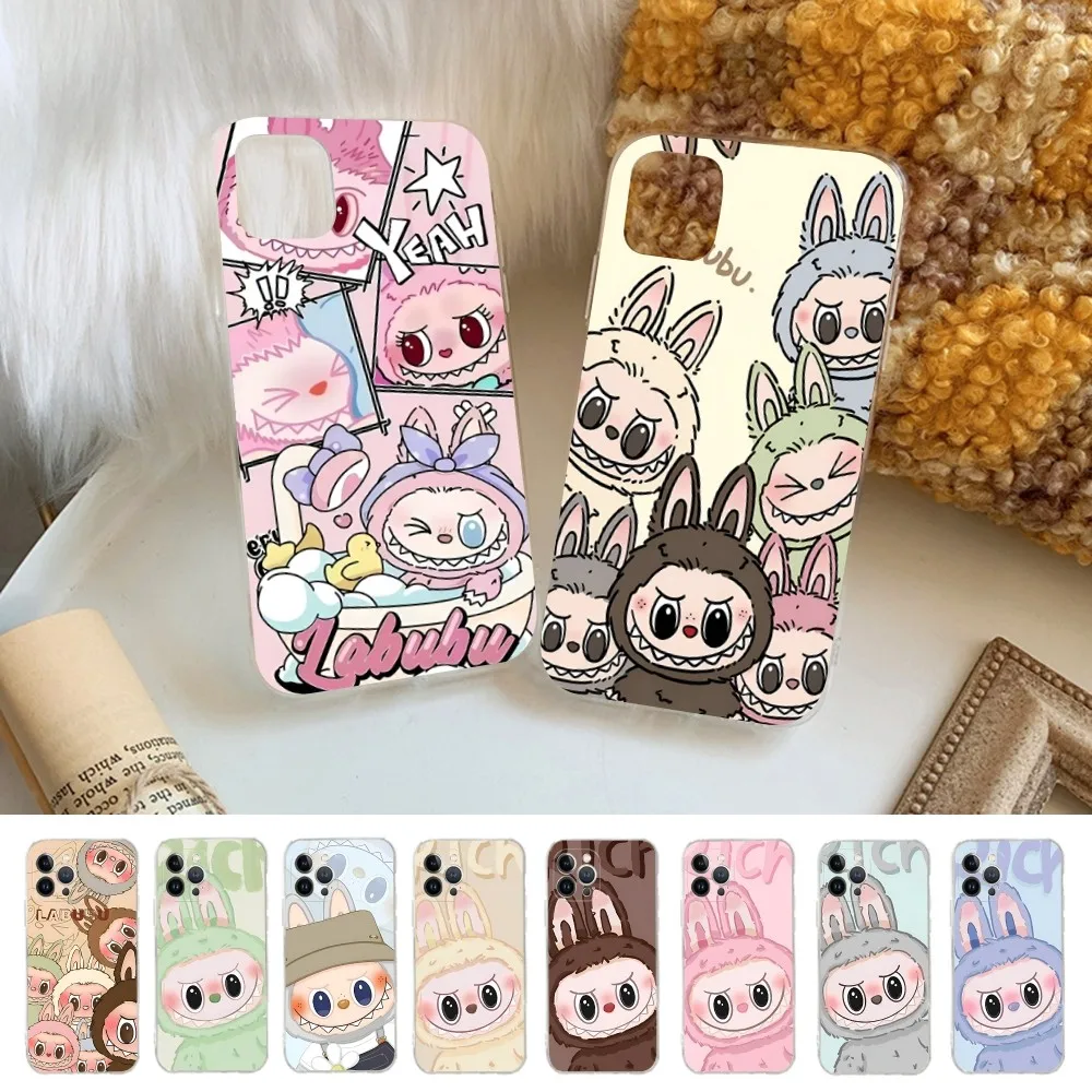 New Cute Cartoon L-Labubu Phone Case For IPhone 16 15 8 7 6 6S Plus X SE XR XS 14 11 12 13 Mini Pro Max Mobile Case