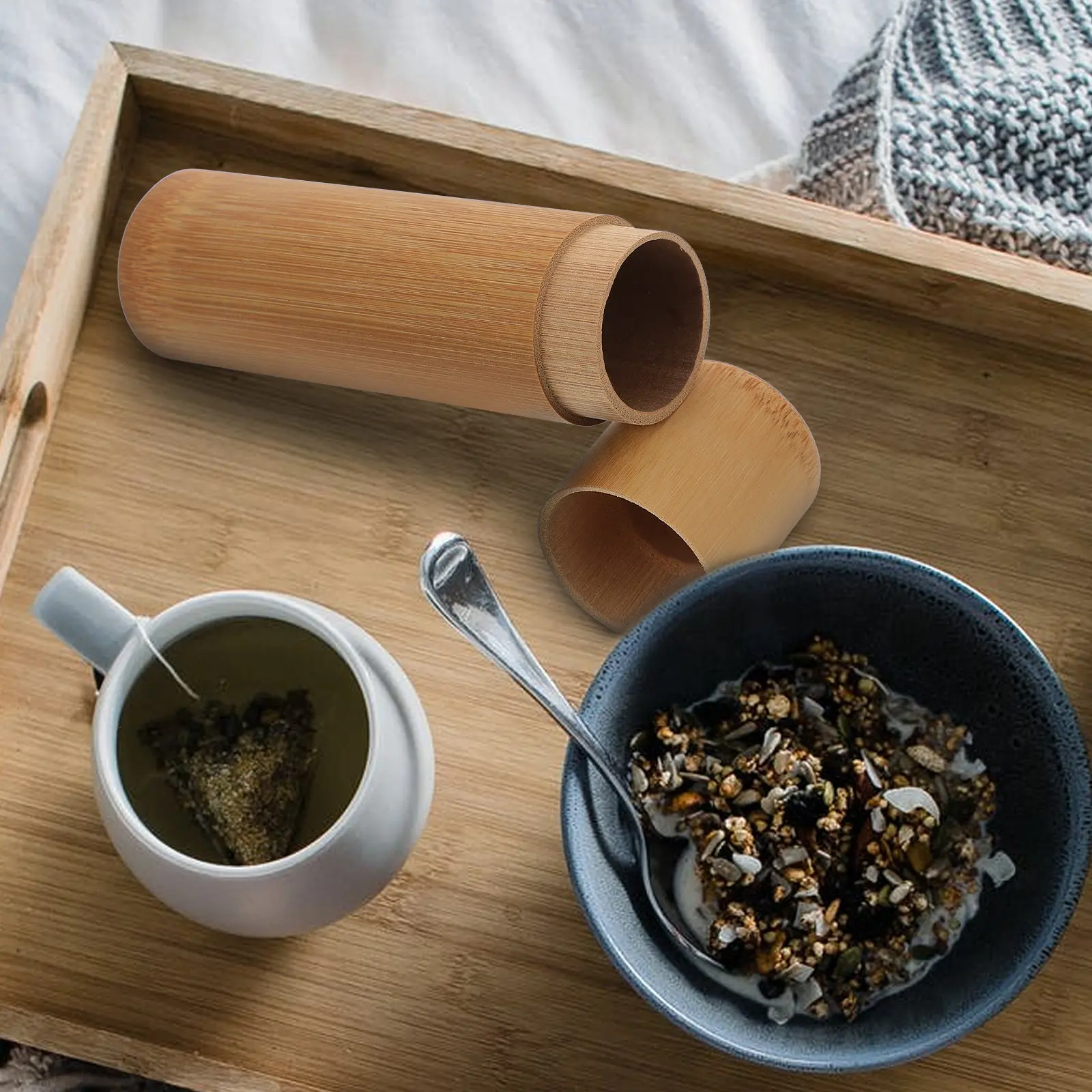 1Pcs Bamboo Incense Tube Multifunctional Storage Box Portable Holder for Home Travel Tea Canister Incense Tube