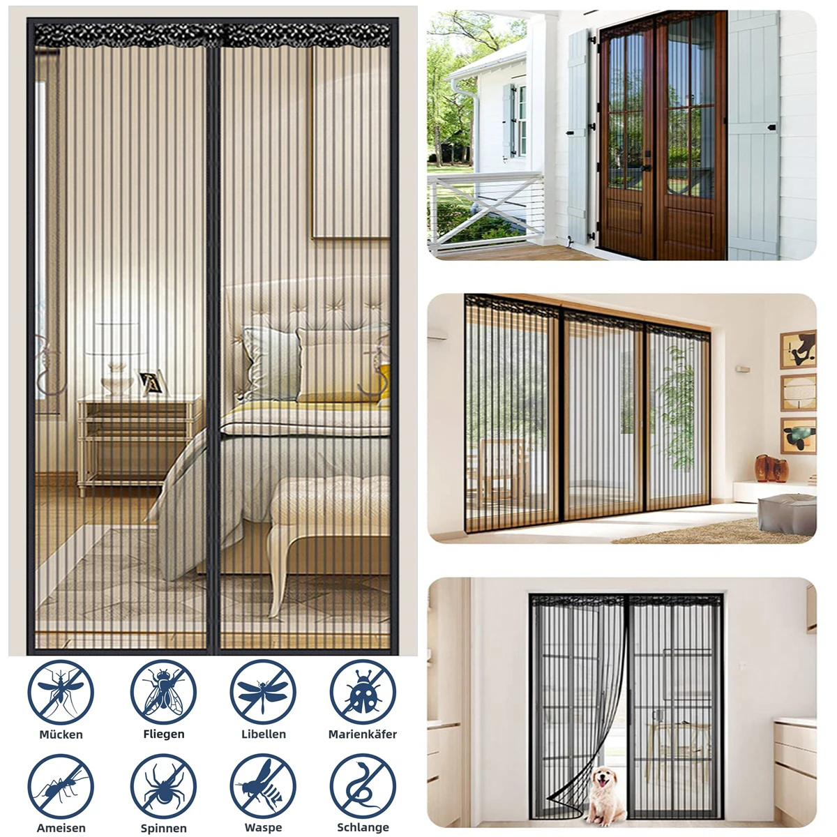 Magnetic screen door curtain, insect-proof mesh door curtain, punch-free and easy to install, wear-resistant and easy to clean