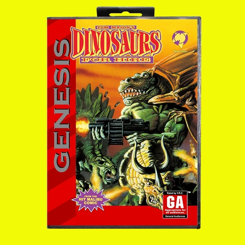 Dinosaurs For Hire MD Game Card 16 Bit USA Cover for Sega Megadrive Genesis Video Game Console Cartridge