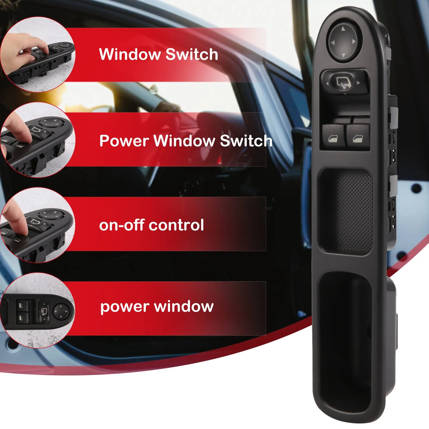 AU33-Front Left Master Power Window Switch For 307 2000-2005 96351622XT 6554.E4