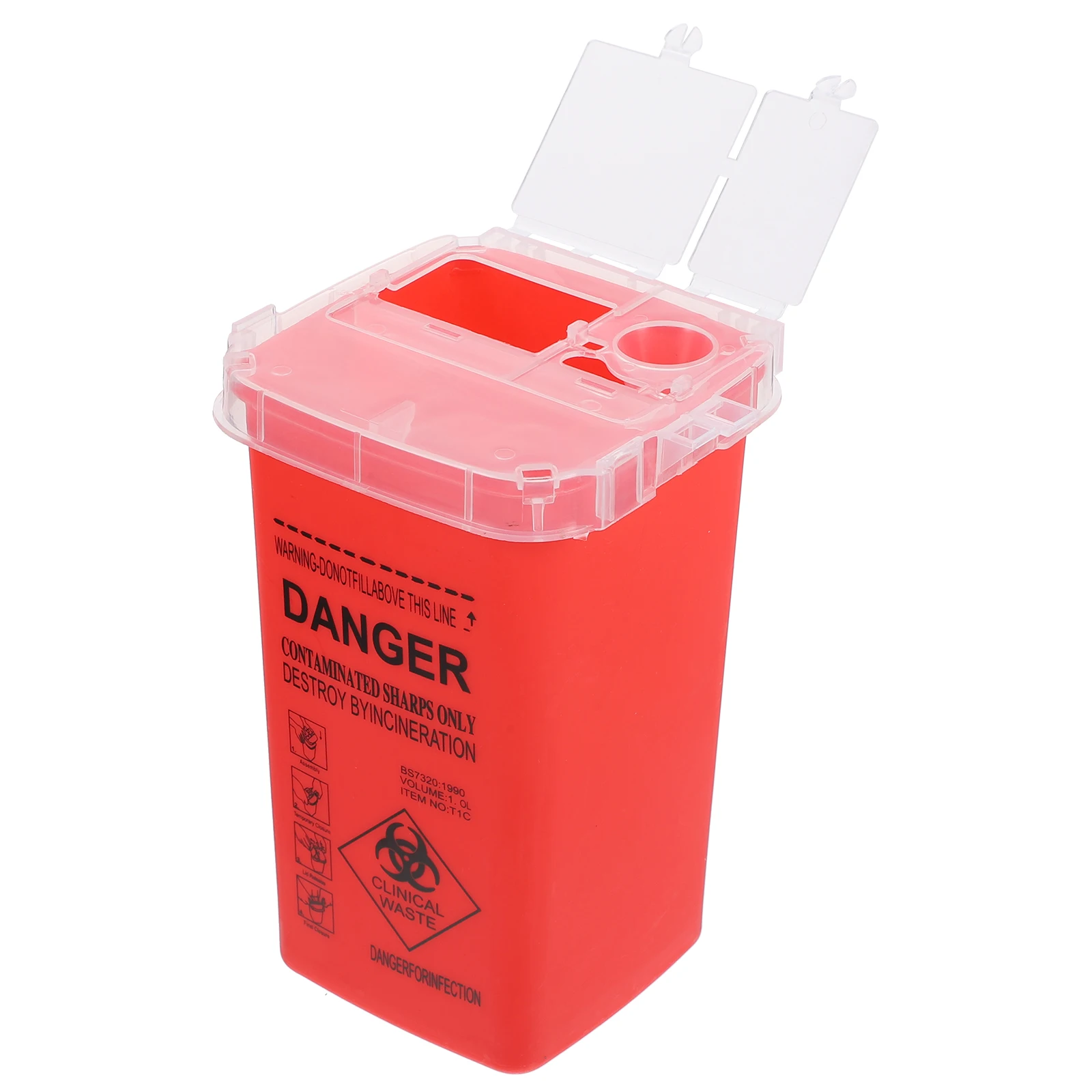 1pc Sharps Container Red Durable Needle Disposal Bin Portable Compact Medical Waste Solution For Home Clinic Hospital Travel Use