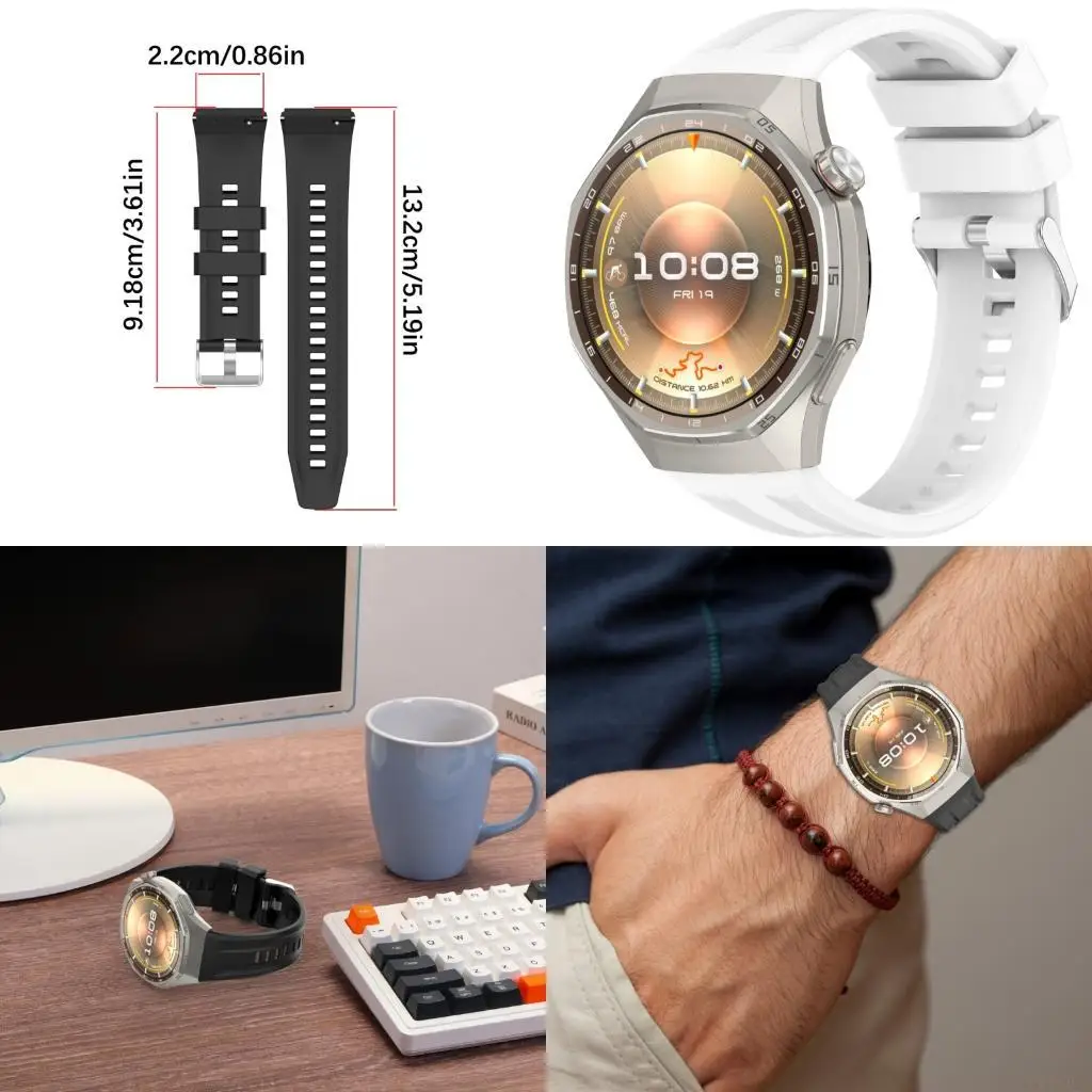 

B03F Элегантный спортивный сменный ремешок для часов 46 мм Мягкий силиконовый материал с несколькими отверстиями