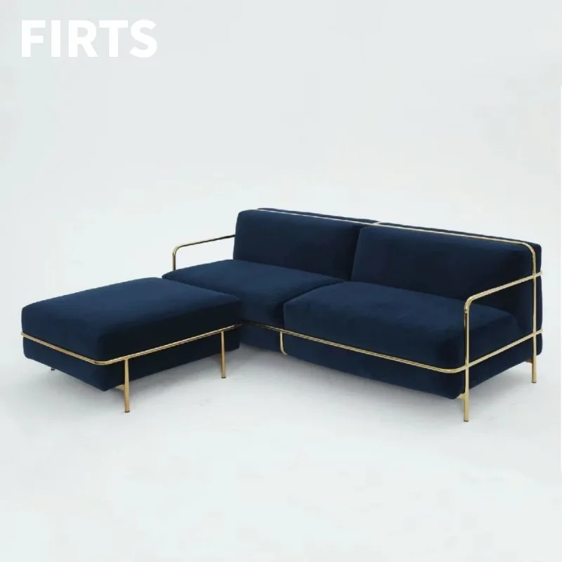 LMMM  antique sofa small apartment stainless steel base living room sofa