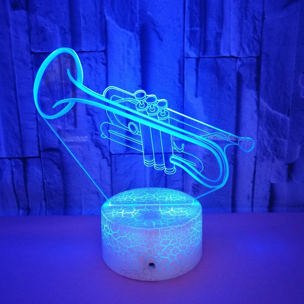 Nighdn 3D Lamp Trumpet Night Light for Kids Room Decor 7 Color Changing Touch USB Table Lamp LED Nightlight Child Birthday Gifts