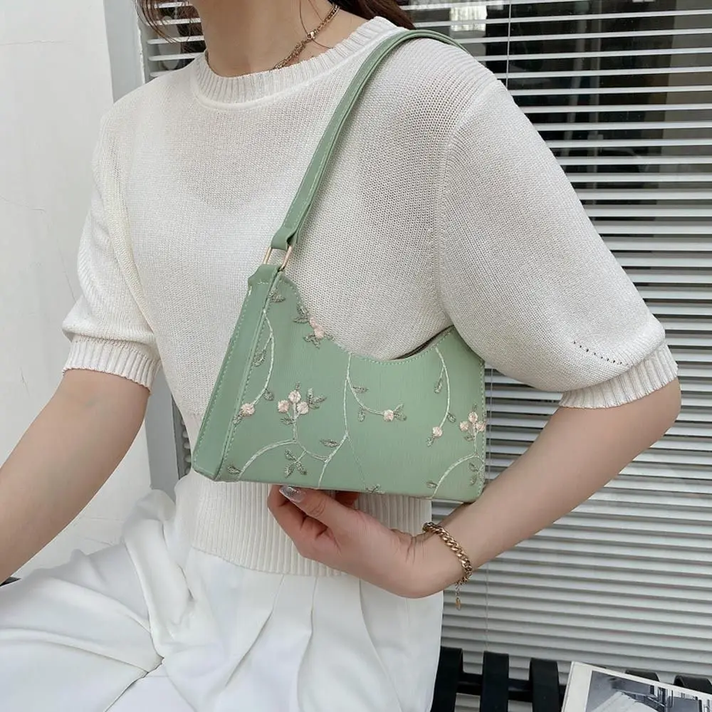 Casual All-match Floral Embroidery Handbag For Girls Mini Messenger Bag Shoulder Bags Women Underarm Bag Korean Handbag