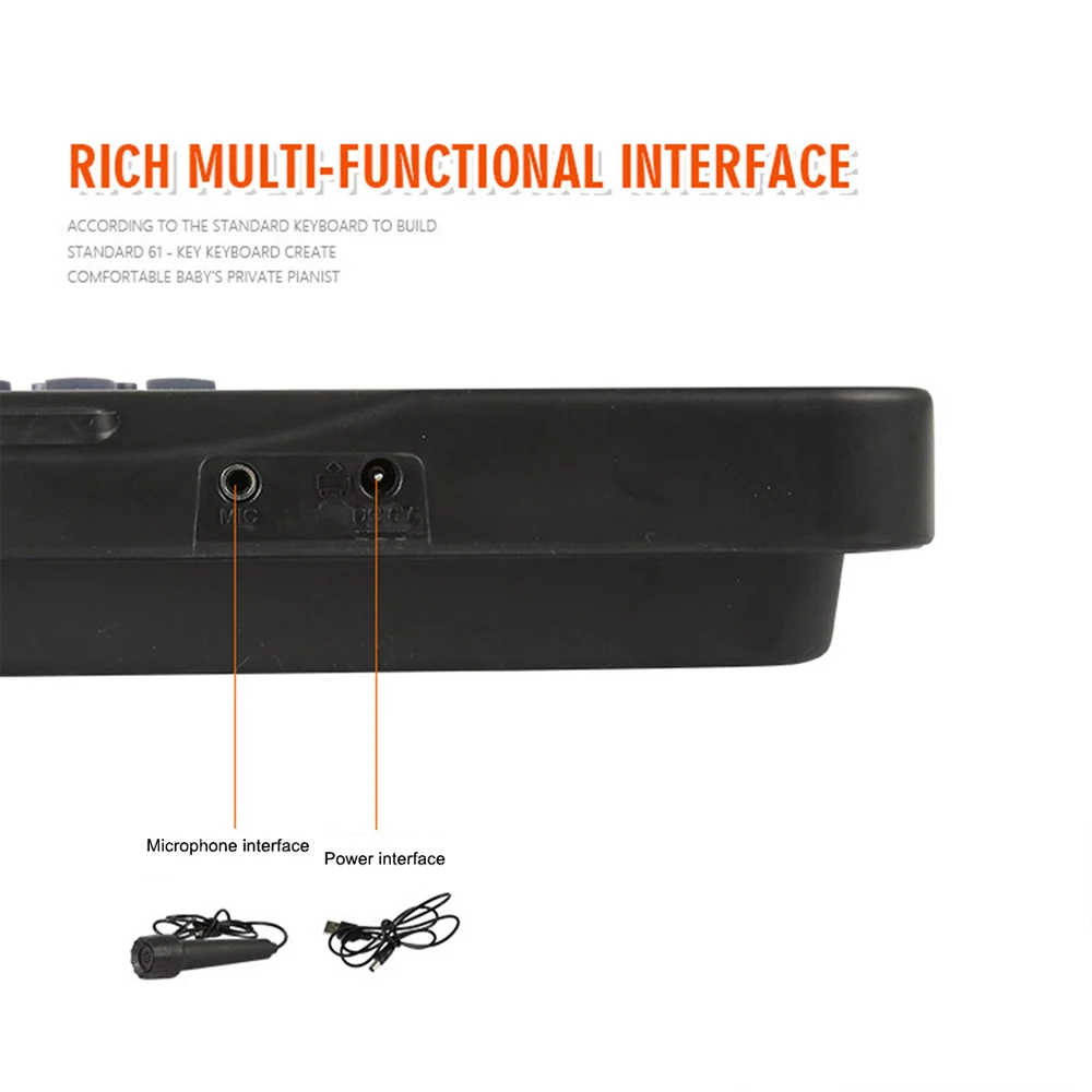Elektroniczna klawiatura fortepianowa dla dzieci 61 klawiszy Organy z mikrofonem Naklejki Zabawki edukacyjne Instrument muzyczny Prezent dla początkującego